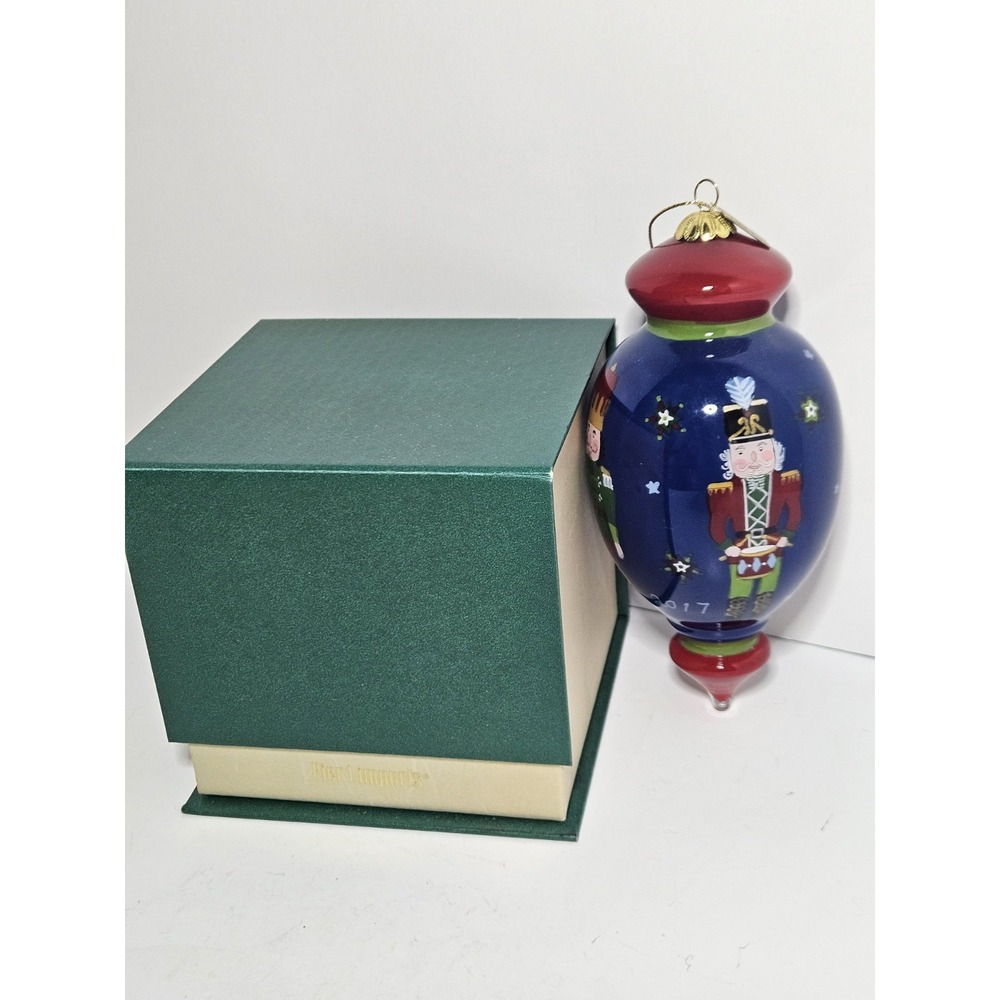 Pier 1 Li Bien 2017 Nutcracker Christmas Ornament Teardrop Glass Finial Boxed